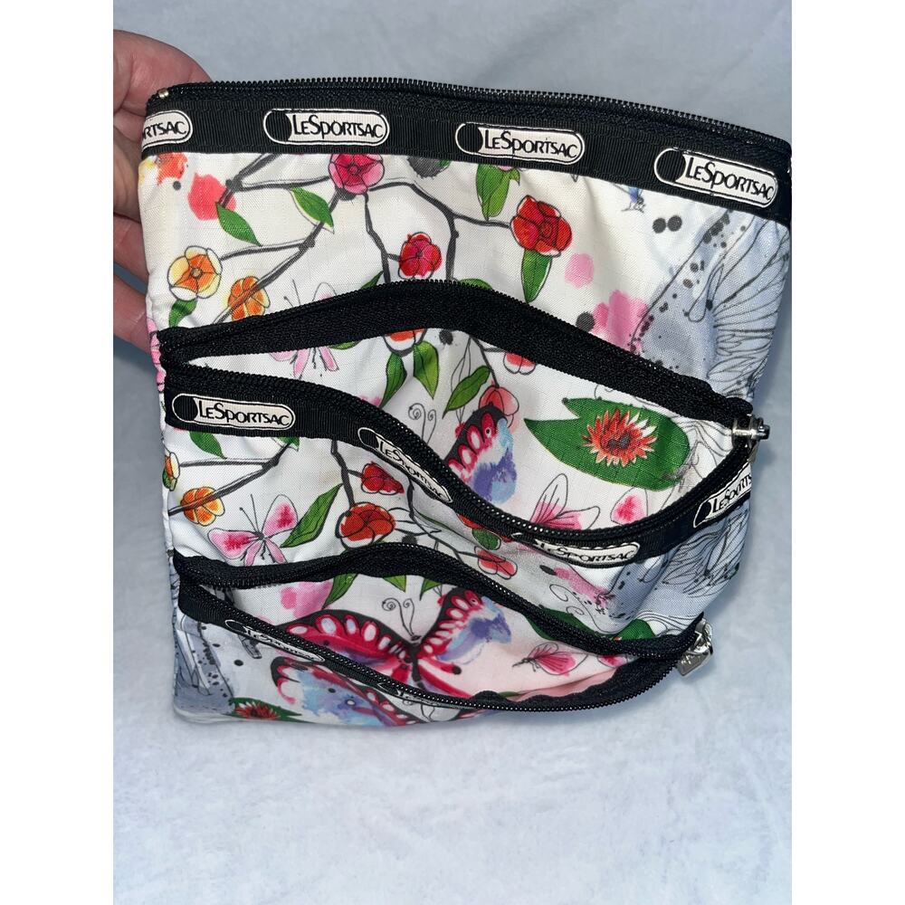 LeSportSac Crossbody Pocket Messenger Birds Flowers Butterfly Bag Handbag Purse - Picture 6 of 7